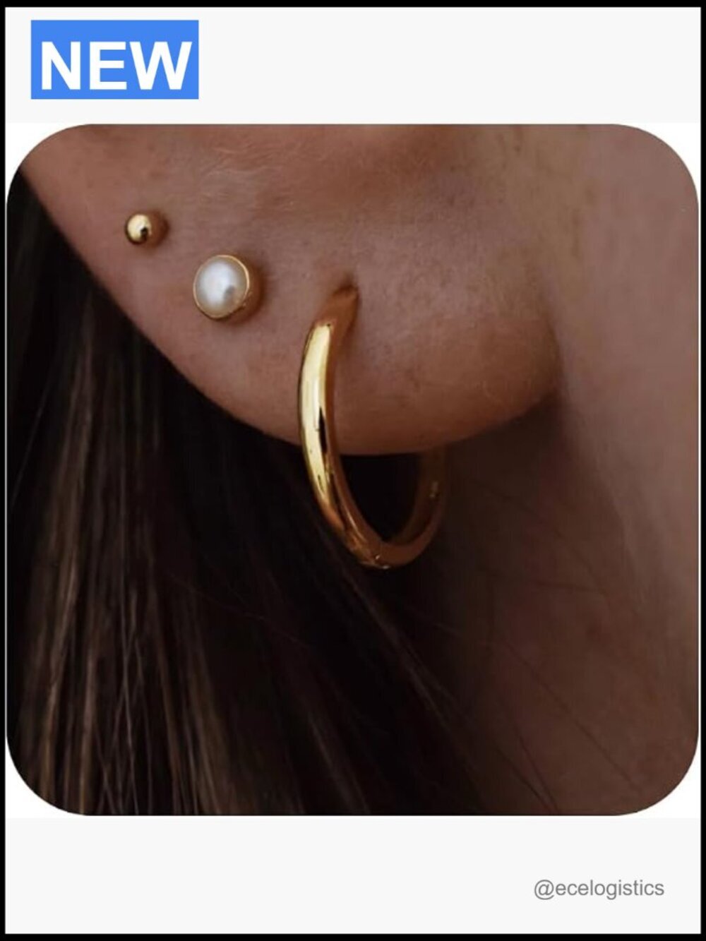 3 Pairs Gold Hoop Earrings Set Huggie Hoops Studs Dainty Stacking Jewelry